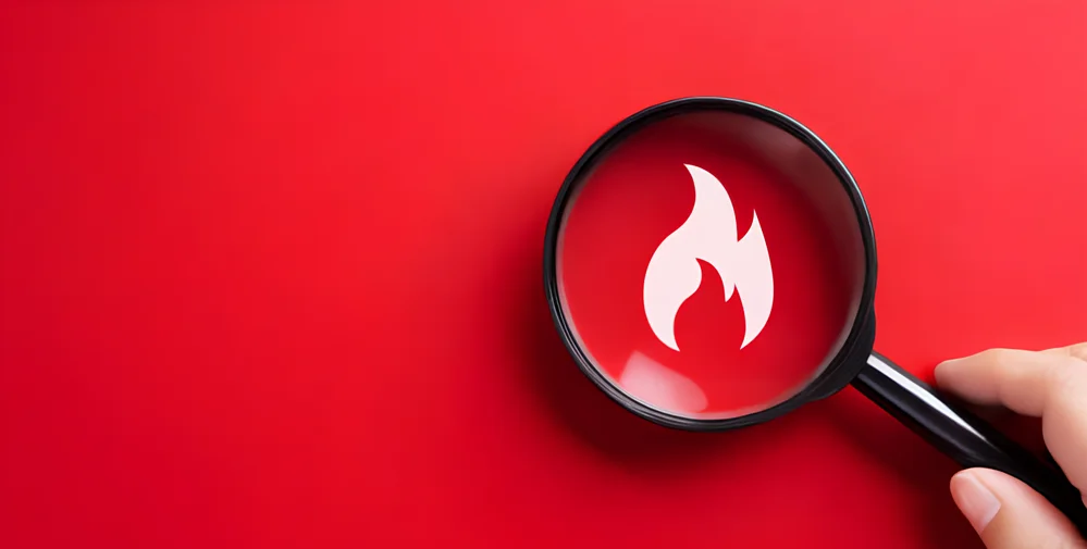 image d'une icone incendie à la loupe